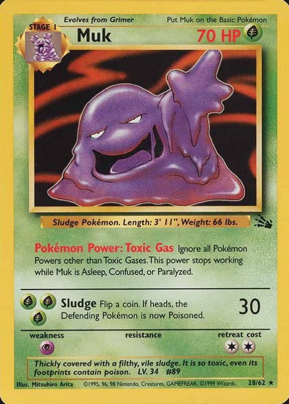 1999 Pokemon Fossil Muk #28 TCG Card