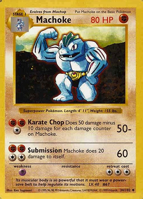 1999 Pokemon Game Machoke #34 TCG Card
