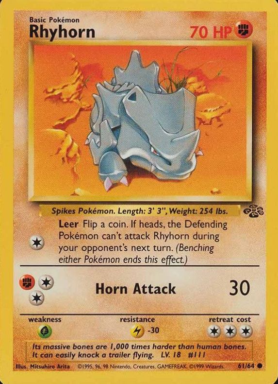 1999 Pokemon Jungle Rhyhorn #61 TCG Card