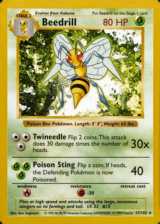 1999 Pokemon Game Beedrill #17 TCG Card