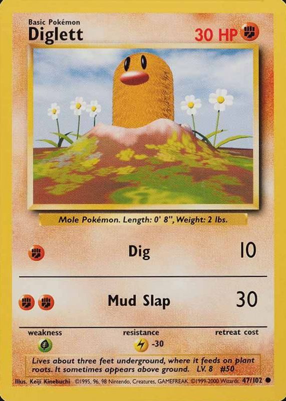 1999 Pokemon Game Diglett #47 TCG Card