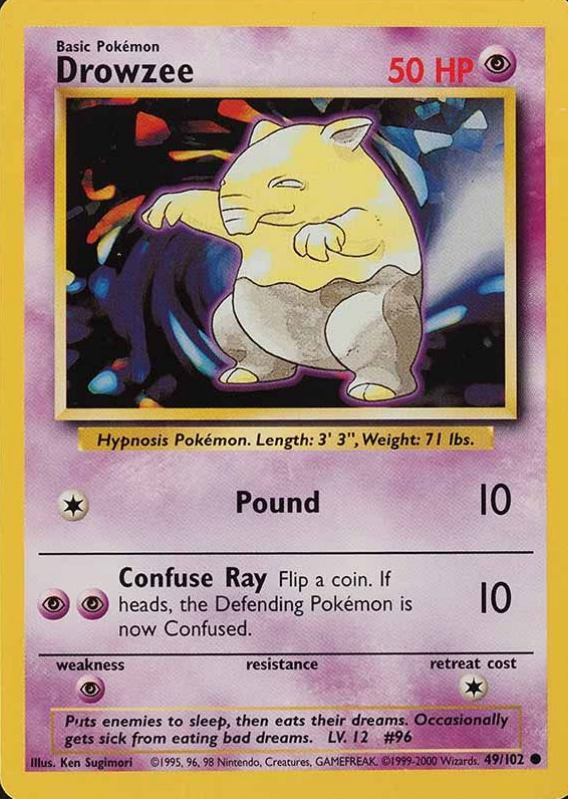 1999 Pokemon Game Drowzee #49 TCG Card