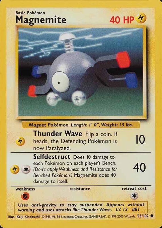 1999 Pokemon Game Magnemite #53 TCG Card