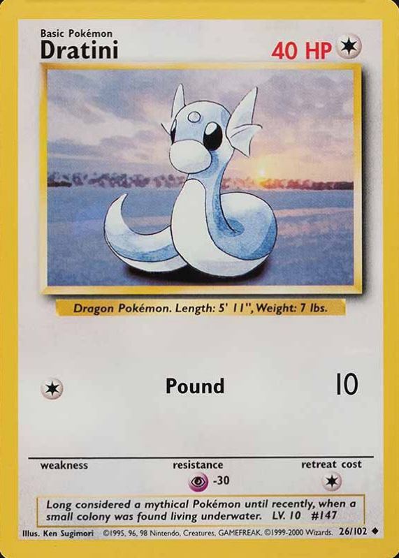1999 Pokemon Game Dratini #26 TCG Card