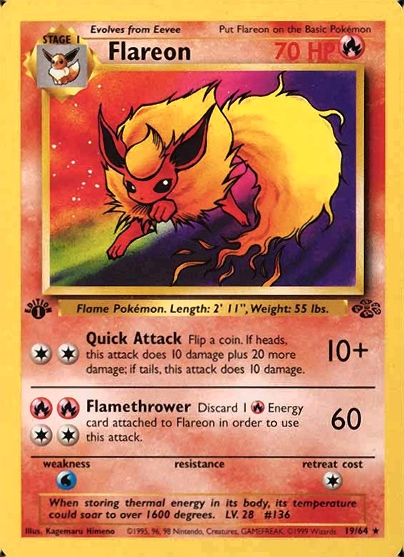 1999 Pokemon Jungle Flareon #19 TCG Card