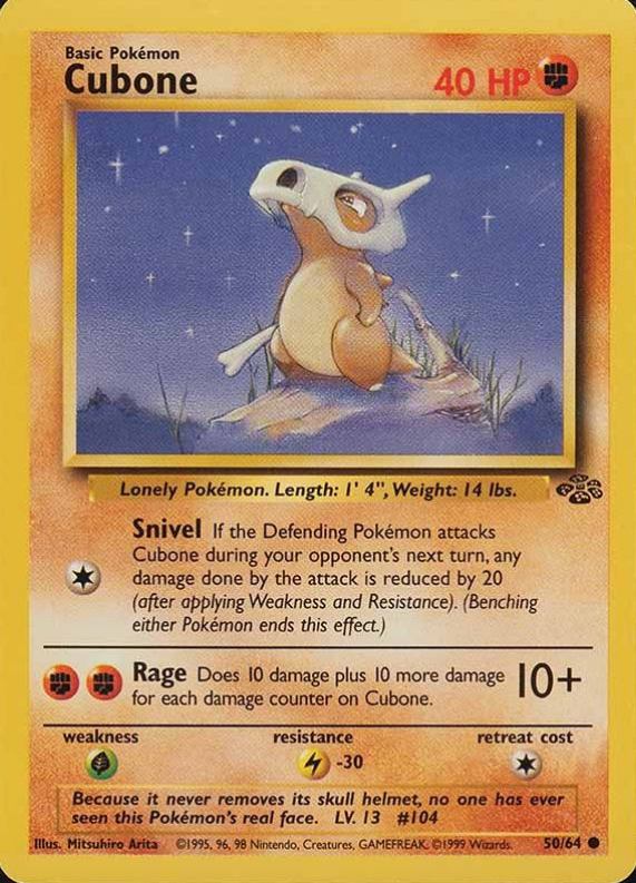 1999 Pokemon Jungle Cubone #50 TCG Card