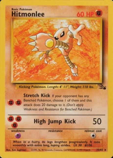1999 Pokemon Fossil Hitmonlee #22 TCG Card