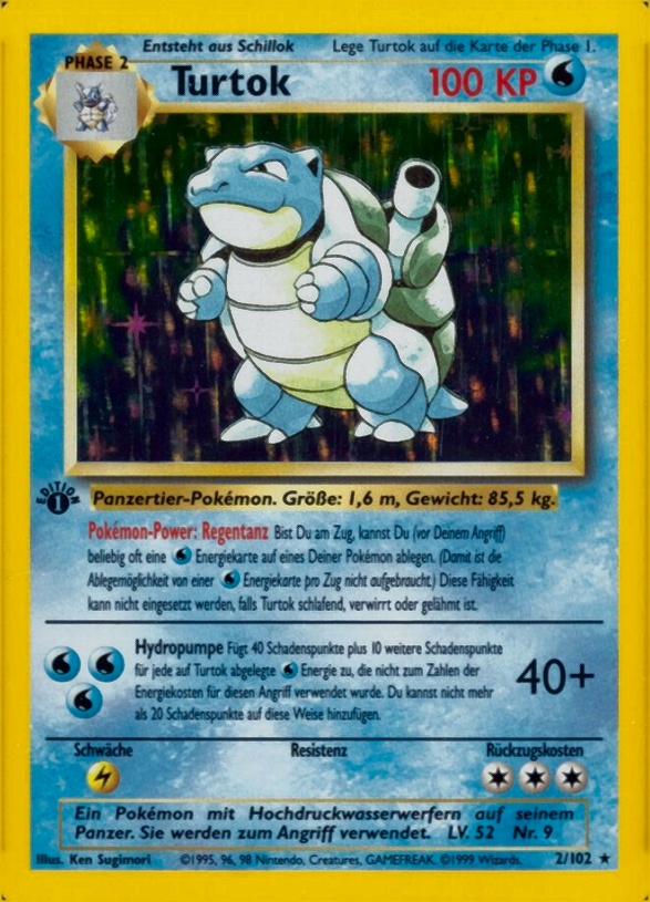 1999 Pokemon German  Turtok-Holo #2 TCG Card