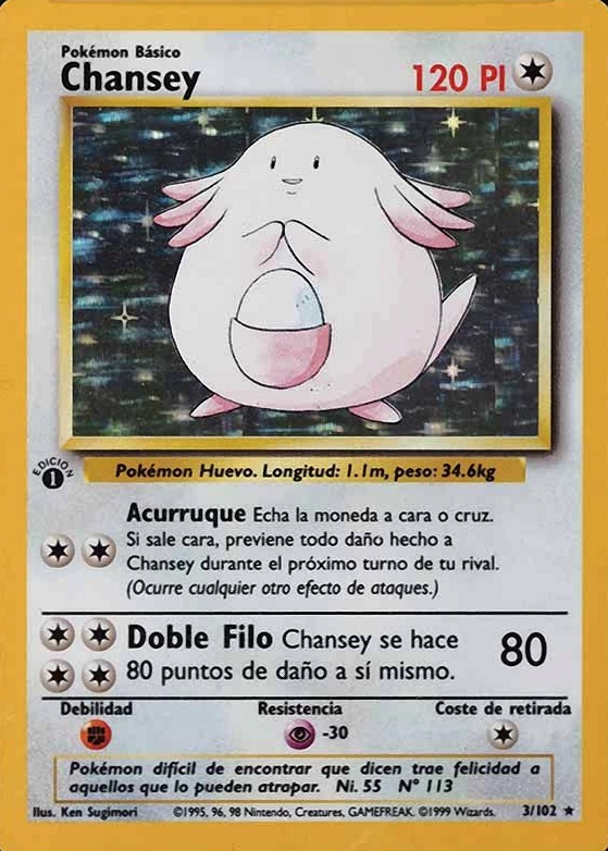 1999 Pokemon Spanish Chansey-Holo #3 TCG Card