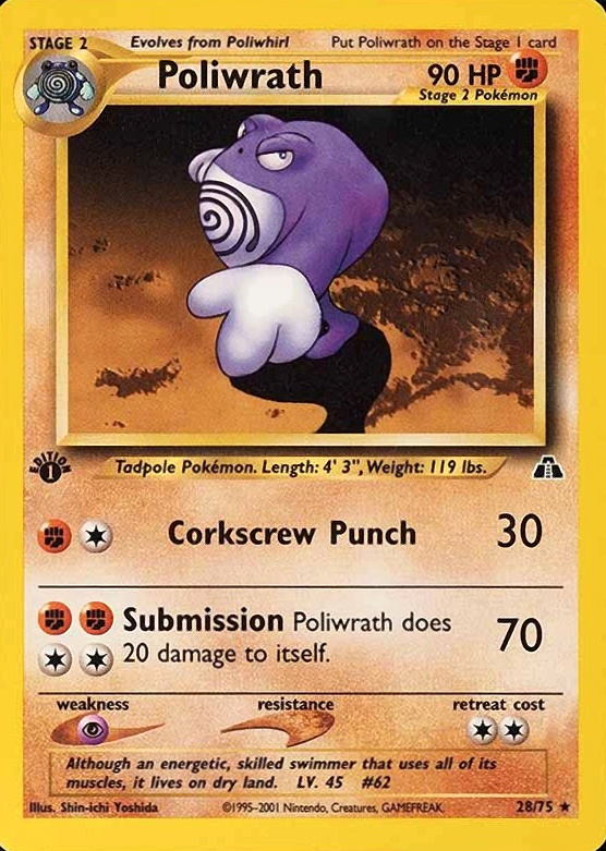 2001 Pokemon Neo Discovery Poliwrath #28 TCG Card