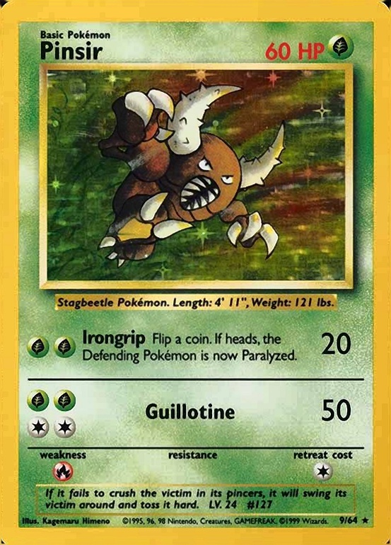 1999 Pokemon Jungle Pinsir-Holo #9 TCG Card