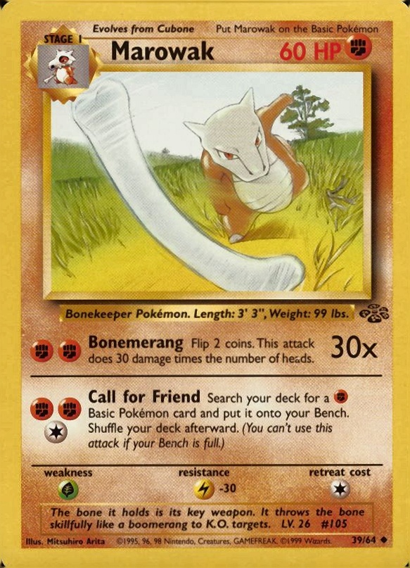 1999 Pokemon Jungle Marowak #39 TCG Card