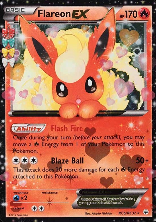 2016 Pokemon XY Generations Radiant Collection Flareon EX #RC6 TCG Card