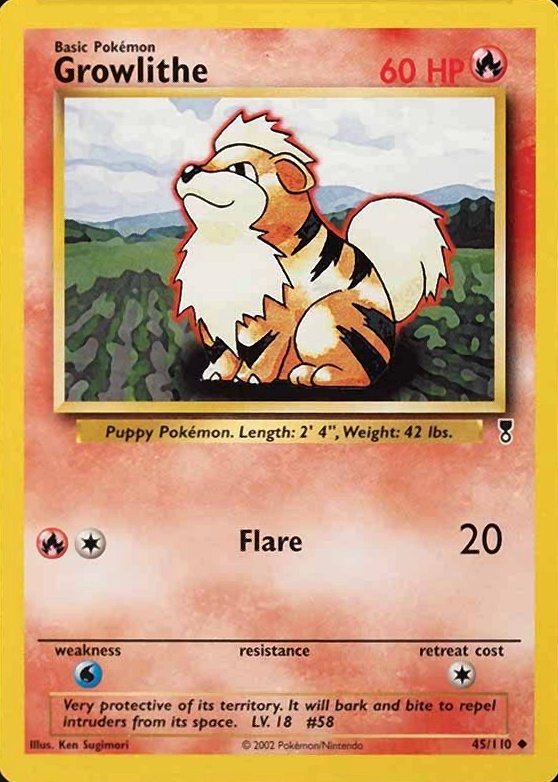 2002 Pokemon Legendary Collection  Growlithe #45 TCG Card