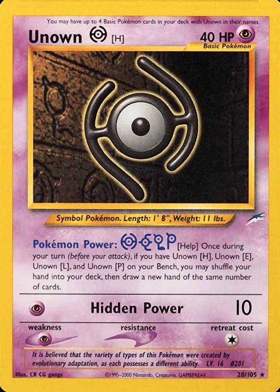 2002 Pokemon Neo Destiny  Unown H #28 TCG Card