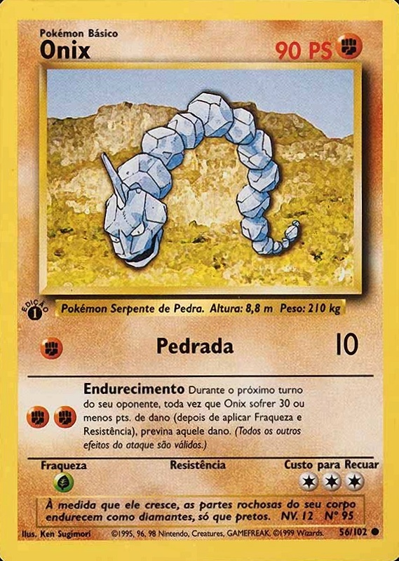1999 Pokemon Portuguese Onix #56 TCG Card
