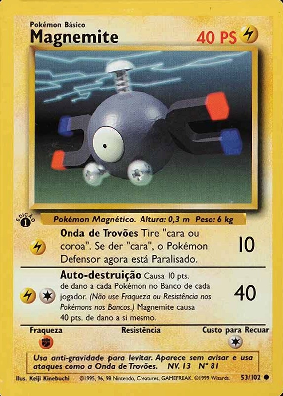1999 Pokemon Portuguese Magnemite #53 TCG Card