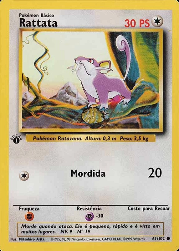 1999 Pokemon Portuguese Rattata #61 TCG Card