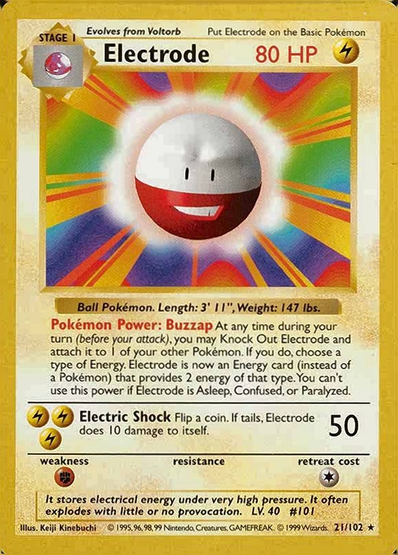 1999 Pokemon Game Electrode #21 TCG Card