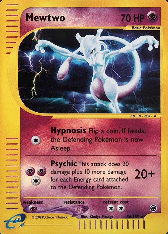 2002 Pokemon Expedition Mewtwo-Reverse Foil #56 TCG Card