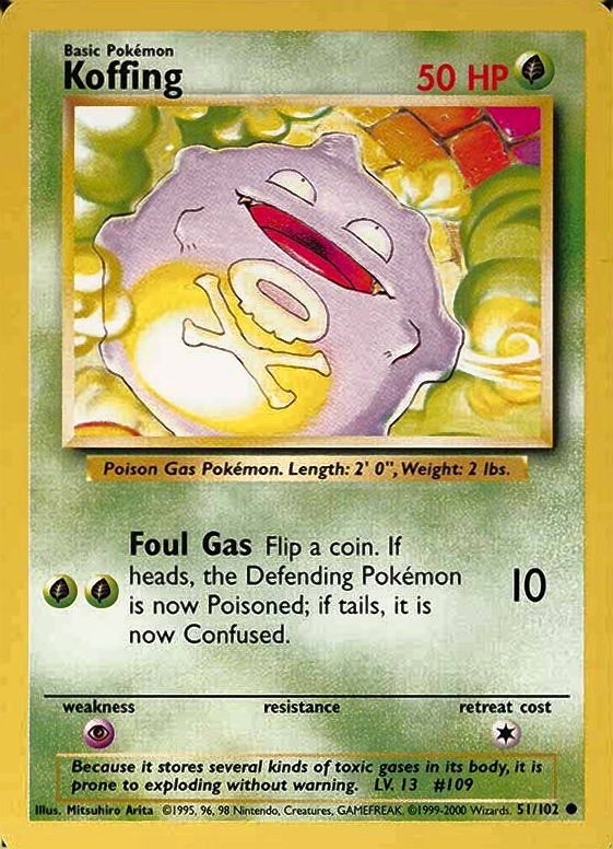 1999 Pokemon Game Koffing #51 TCG Card