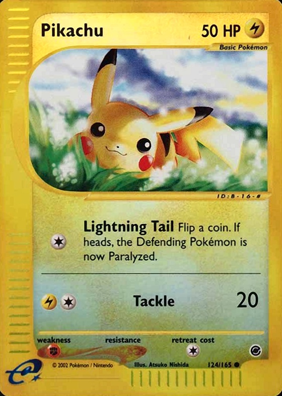 2002 Pokemon Expedition Pikachu-Reverse Foil #124 TCG Card