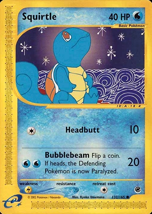 2002 Pokemon Expedition Squirtle #132 TCG Card
