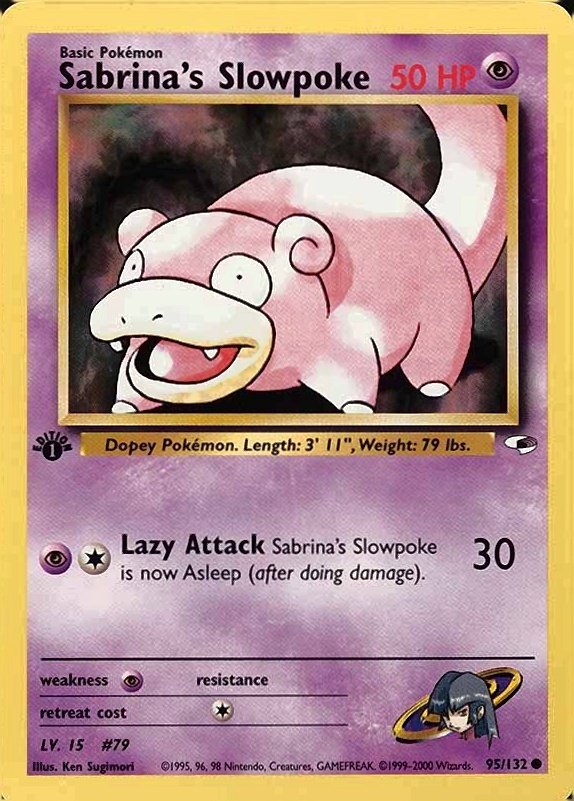 2000 Pokemon Gym Heroes  Sabrina's Slowpoke #95 TCG Card