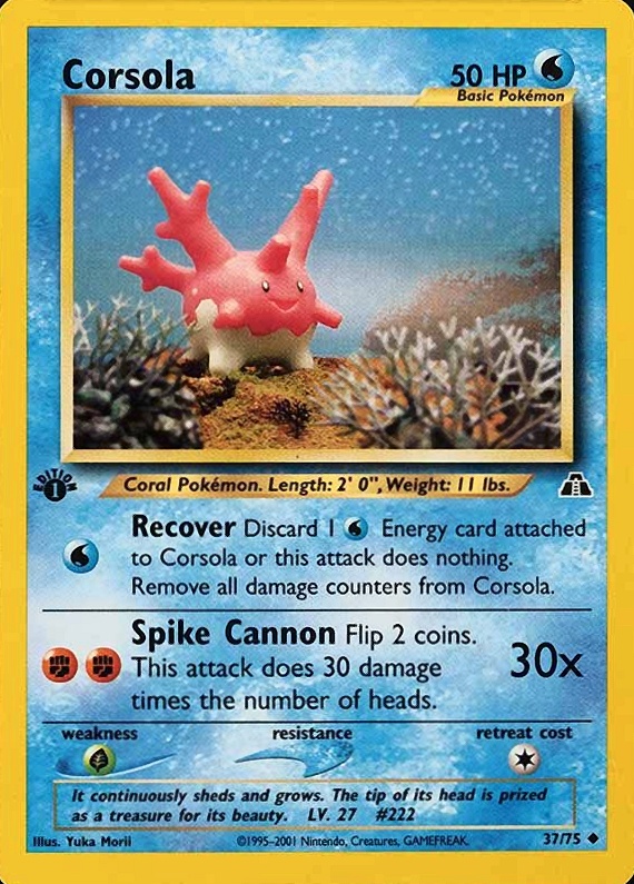 2001 Pokemon Neo Discovery Corsola #37 TCG Card