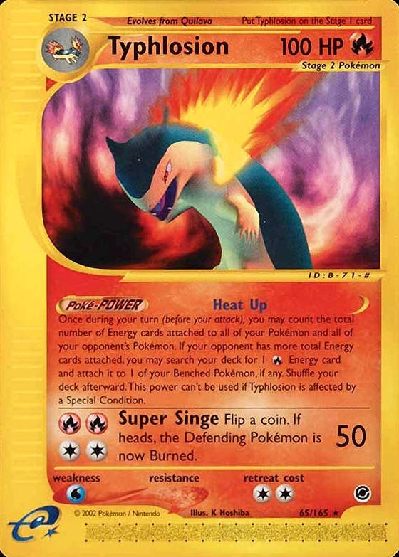 2002 Pokemon Expedition Typhlosion #65 TCG Card