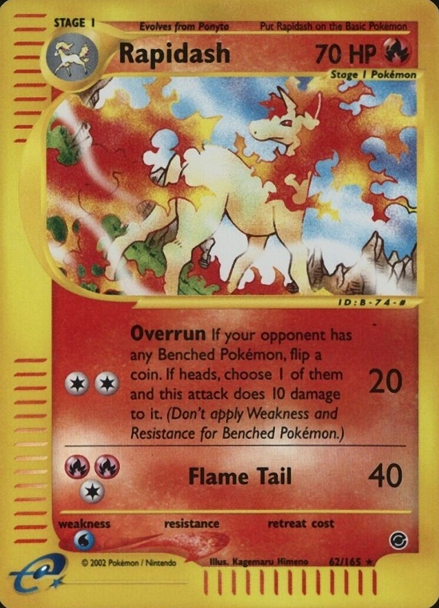 2002 Pokemon Expedition Rapidash-Reverse Foil #62 TCG Card