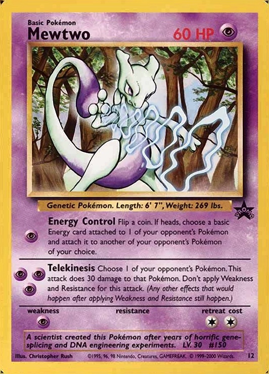 2000 Pokemon Promo Black Star Mewtwo #12 TCG Card