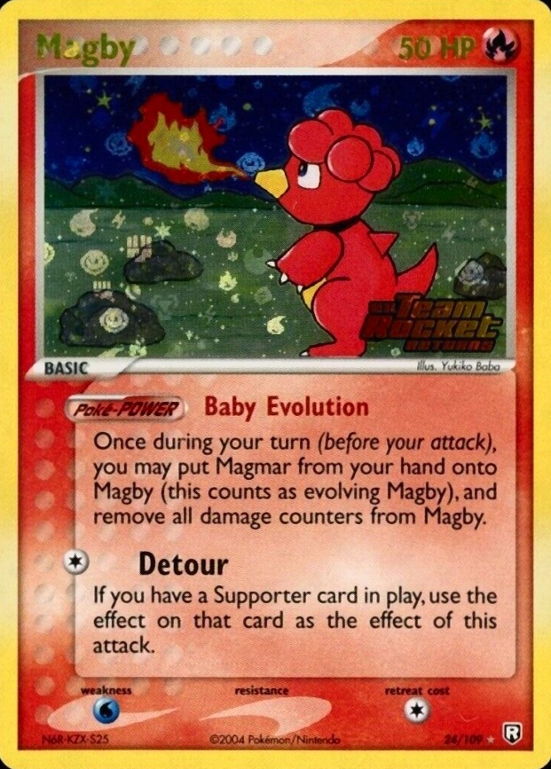 2004 Pokemon EX Team Rocket Returns Magby-Reverse Foil #24 TCG Card
