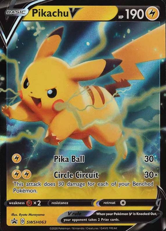 2020 Pokemon Sword & Shield Black Star Promo Pikachu V #063 TCG Card