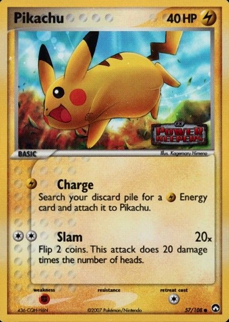 2007 Pokemon EX Power Keepers Pikachu-Reverse Foil #57 TCG Card