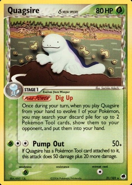 2006 Pokemon EX Dragon Frontiers Quagsire #21 TCG Card