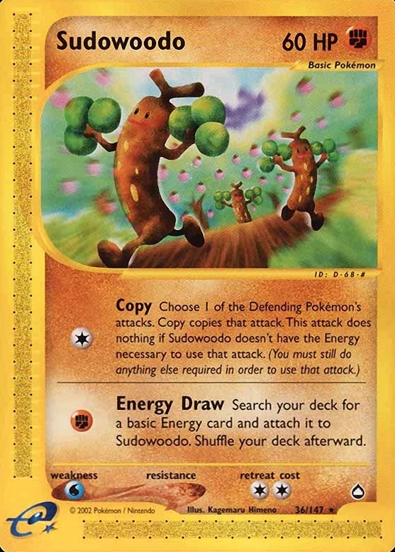 2003 Pokemon Aquapolis Sudowoodo #36 TCG Card