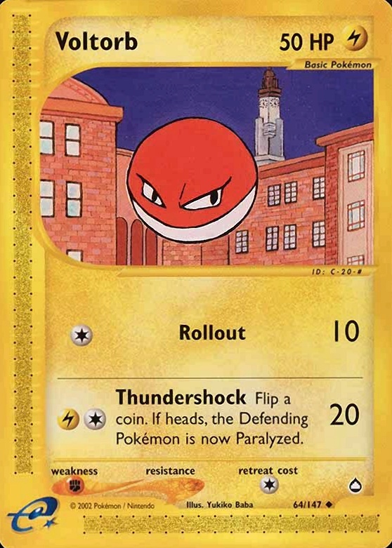 2003 Pokemon Aquapolis Voltorb #64 TCG Card