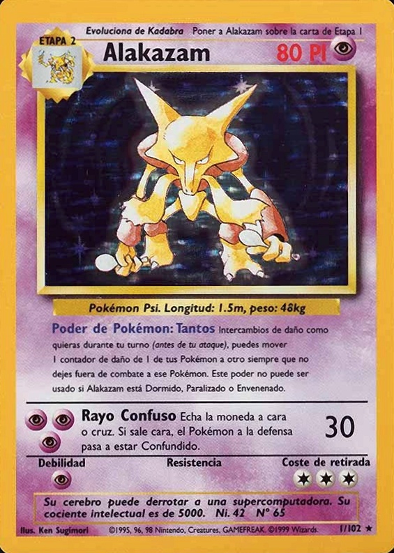 1999 Pokemon Spanish Alakazam-Holo #1 TCG Card