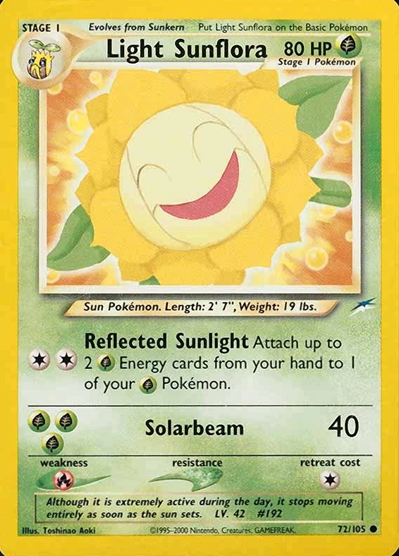 2002 Pokemon Neo Destiny  Light Sunflora #72 TCG Card