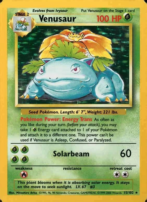1999 Pokemon Game Venusaur-Holo #15 TCG Card