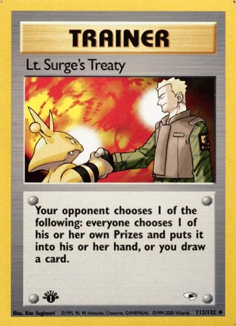 2000 Pokemon Gym Heroes  LT. Surge's Treaty #112 TCG Card