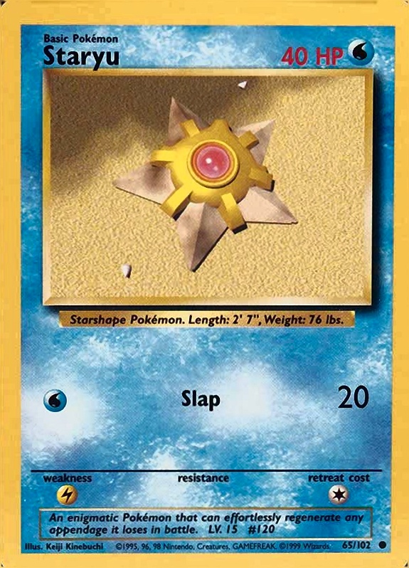 1999 Pokemon Game Staryu #65 TCG Card