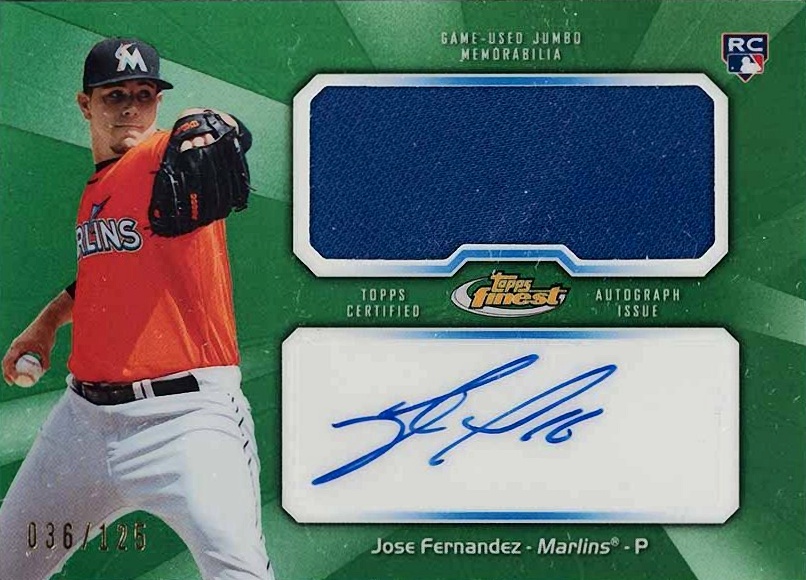 2013 Finest Autograph Jumbo Relic Jose Fernandez #AJRJFE Baseball Card