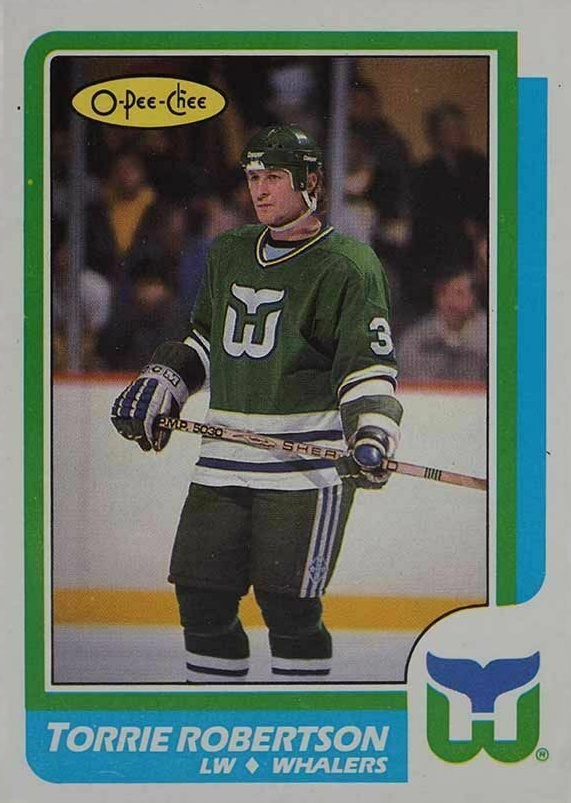1986 O-Pee-Chee Torrie Robertson #214 Hockey Card