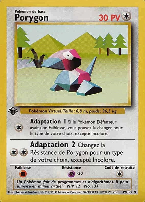 1999 Pokemon French Porygon #39 TCG Card