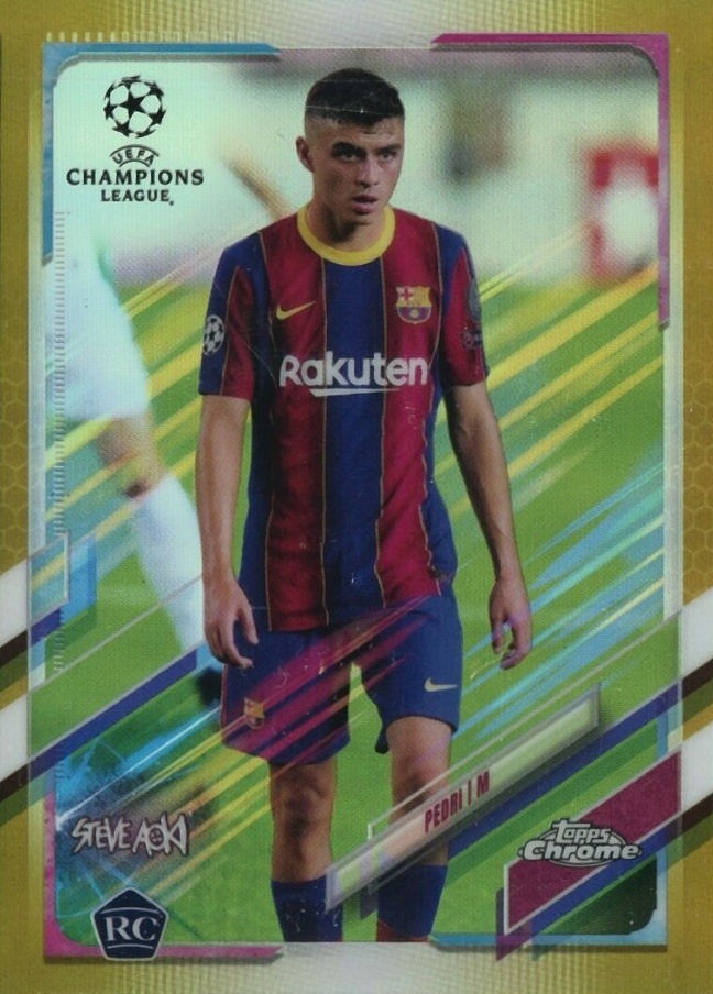 2020 Topps Chrome X Steve Aoki UEFA Champions League Neon Future Pedri #61 Soccer Card
