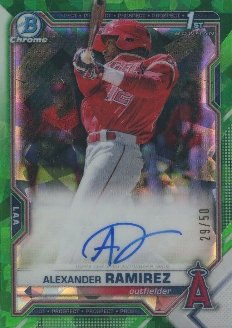 2021 Bowman Chrome Sapphire Edition Autographs Alexander Ramirez #BSPAARA Baseball Card