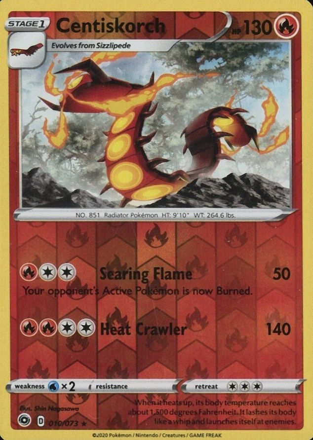 2020 Pokemon Sword & Shield Champion's Path Centiskorch-Reverse Foil #010 TCG Card