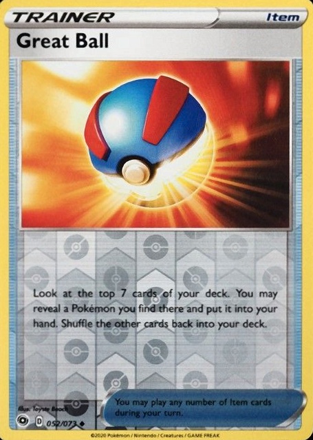 2020 Pokemon Sword & Shield Champion's Path Great Ball-Reverse Foil #052 TCG Card